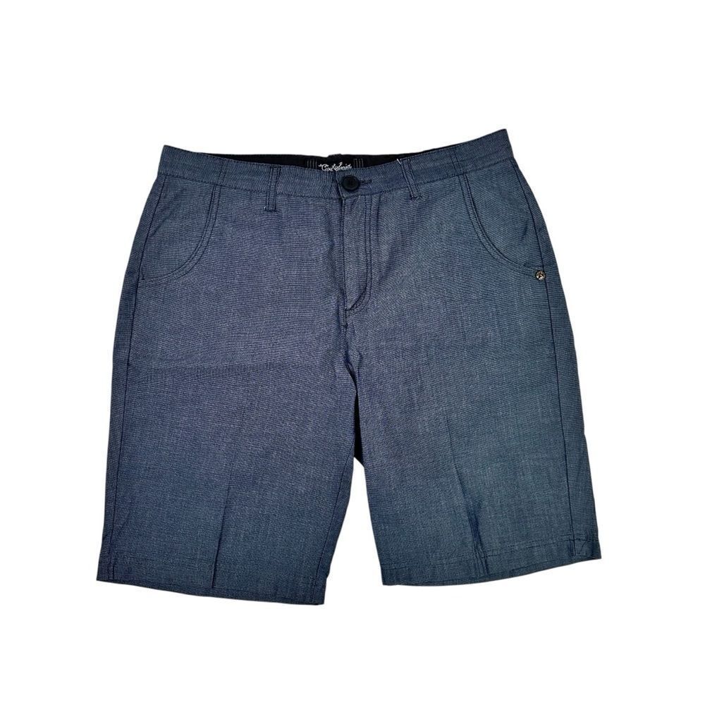 CIVIL SOCIETY Mens Size 34 Flat Front Bermuda Shorts Heathered Navy-Chambray